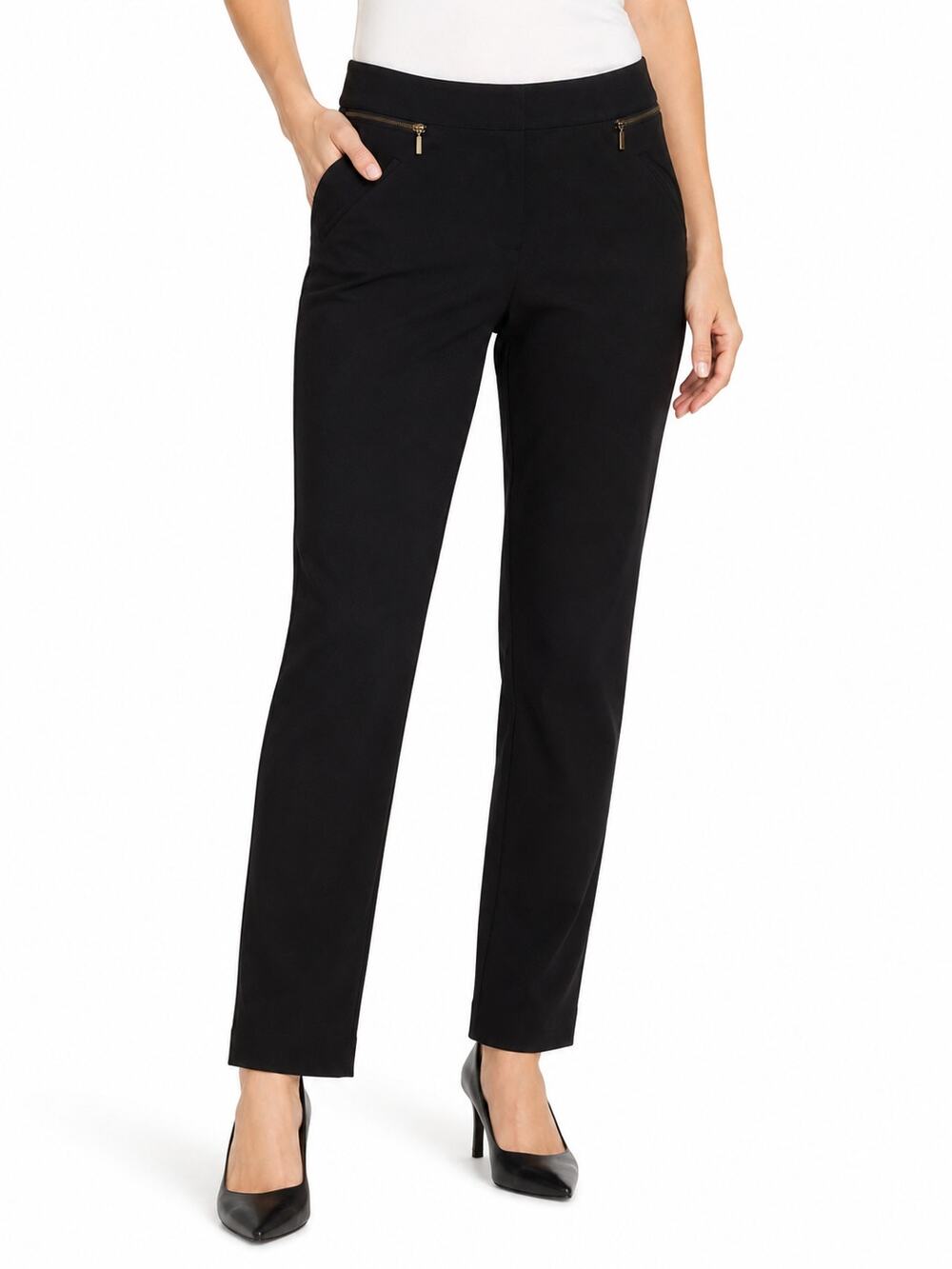 LR4506 Alfani Black Slim Straight Ankle Pants Zip Pocket Stretch Womens 8